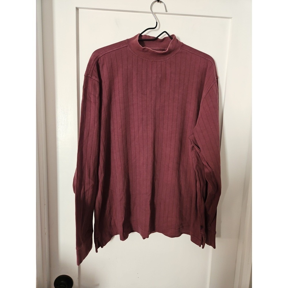Vintage Callaway Golf Sport Mock Neck Shirt Medium Maroon Ribbed Cotton Pullover